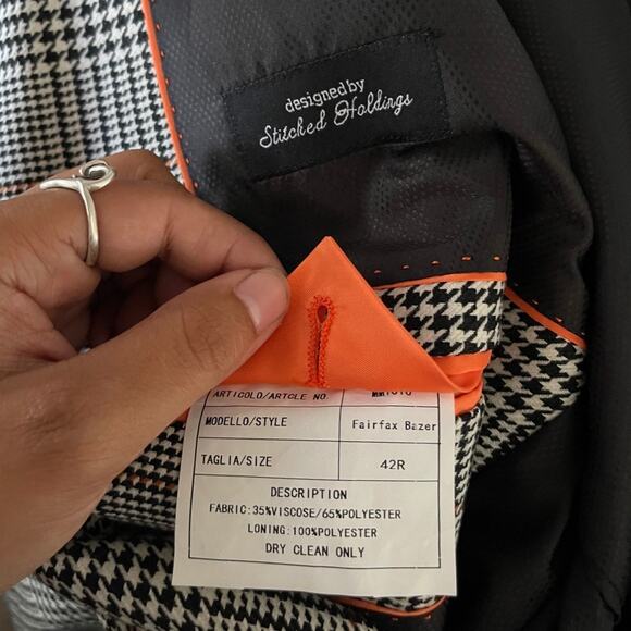 Modern Man Mens Hound Tooth Fairfax Blazer Size 42R Business Career Preppy - Picture 4 of 5